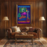 Washington State Neon Celebration Cultural Heritage Poster PosterGoat
