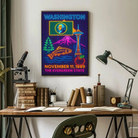 Washington State Neon Celebration Cultural Heritage Poster PosterGoat