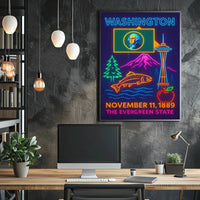 Washington State Neon Celebration Cultural Heritage Poster PosterGoat