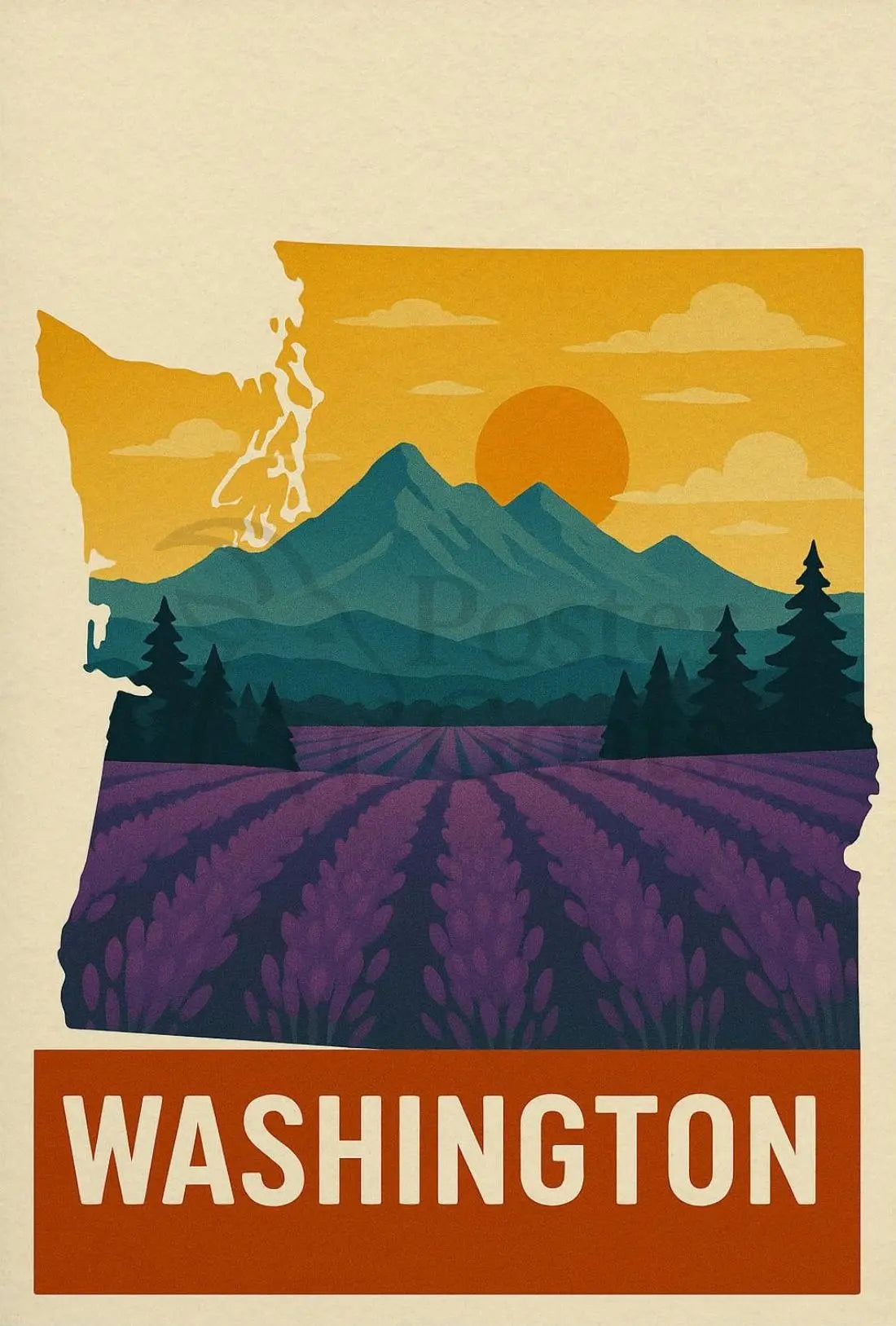 Washington State Scenic Landscape Travel Poster PosterGoat