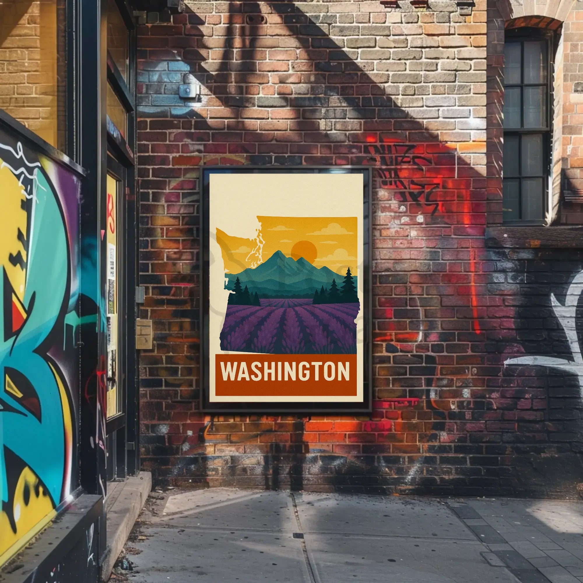 Washington State Scenic Landscape Travel Poster PosterGoat