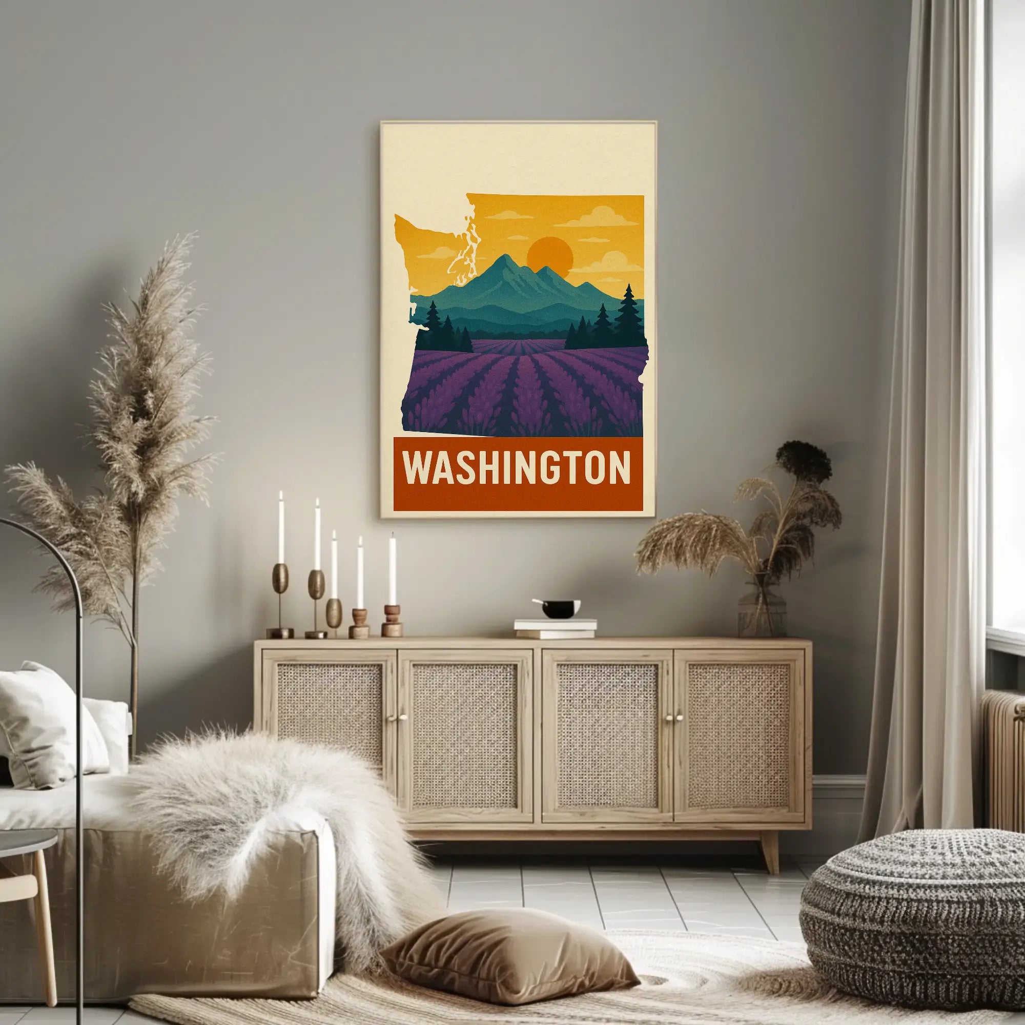 Washington State Scenic Landscape Travel Poster PosterGoat