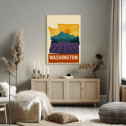 Washington State Scenic Landscape Travel Poster PosterGoat