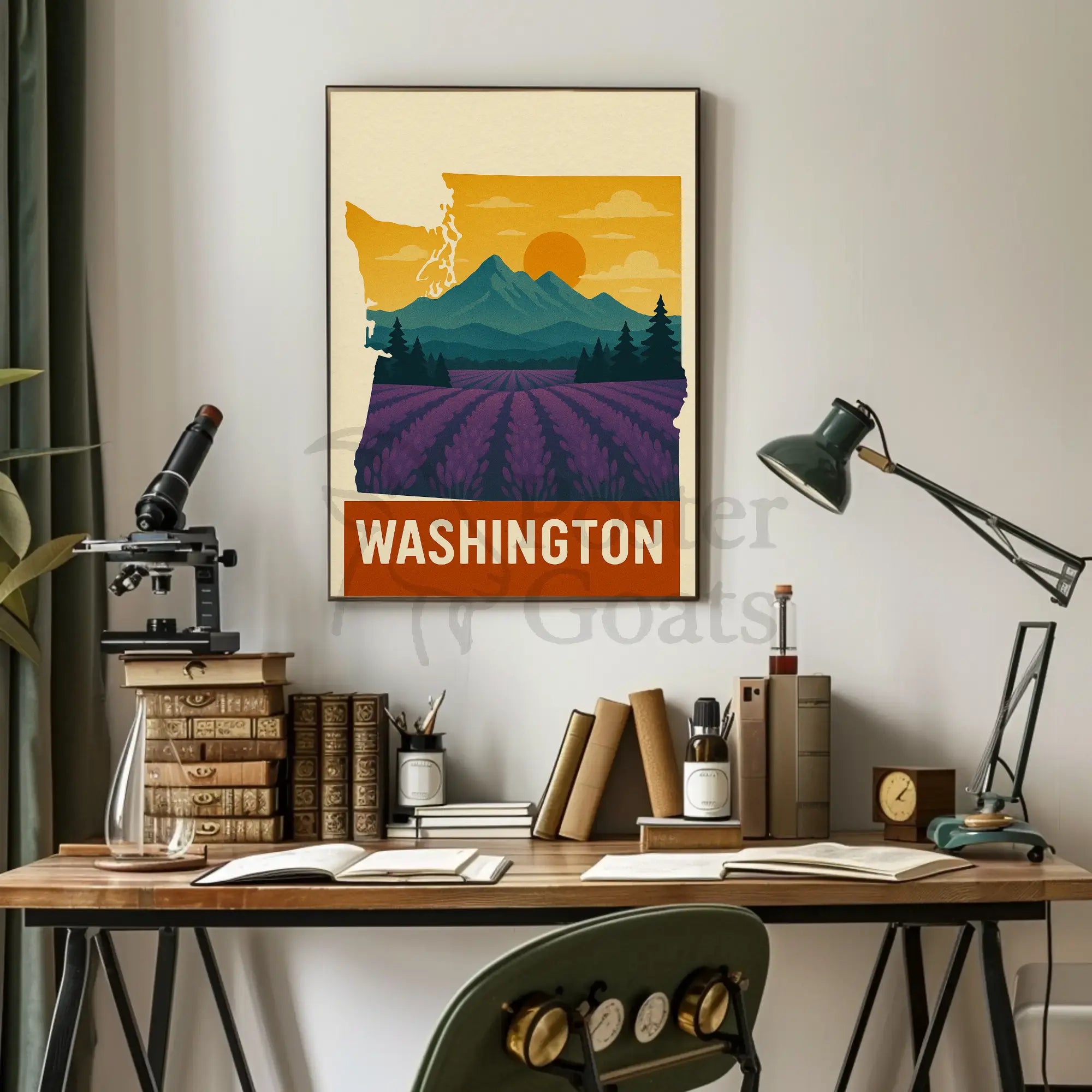 Washington State Scenic Landscape Travel Poster PosterGoat