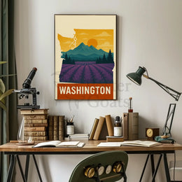 Washington State Scenic Landscape Travel Poster PosterGoat