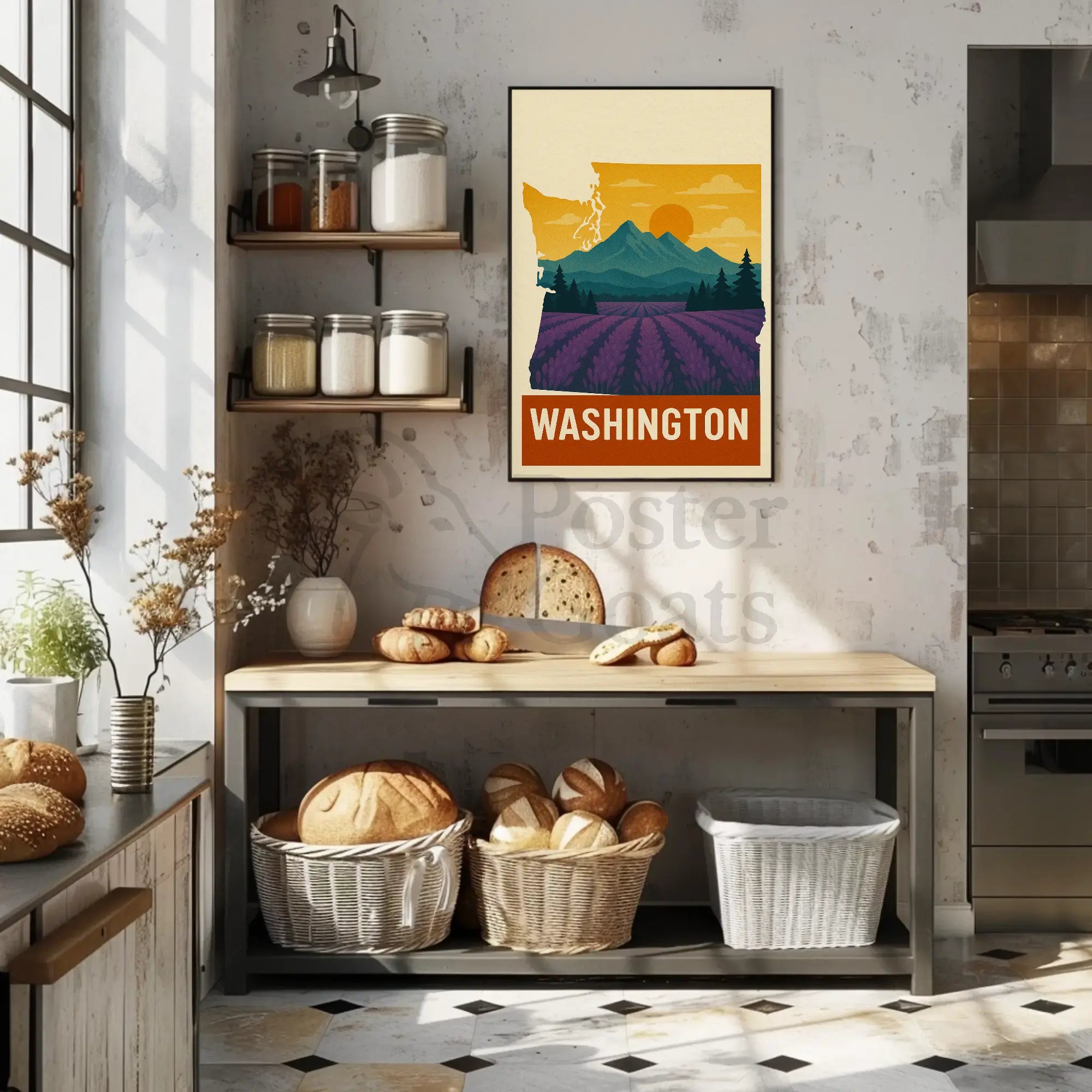 Washington State Scenic Landscape Travel Poster PosterGoat