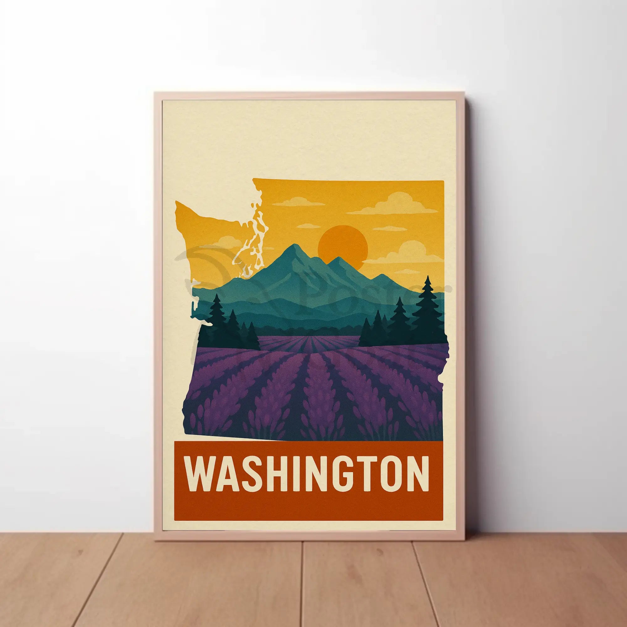 Washington State Scenic Landscape Travel Poster PosterGoat