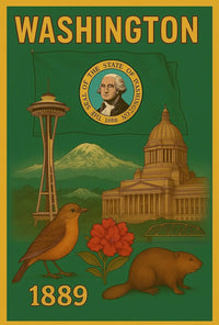 Washington State Vintage Travel Poster PosterGoat