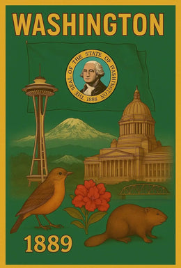 Washington State Vintage Travel Poster PosterGoat