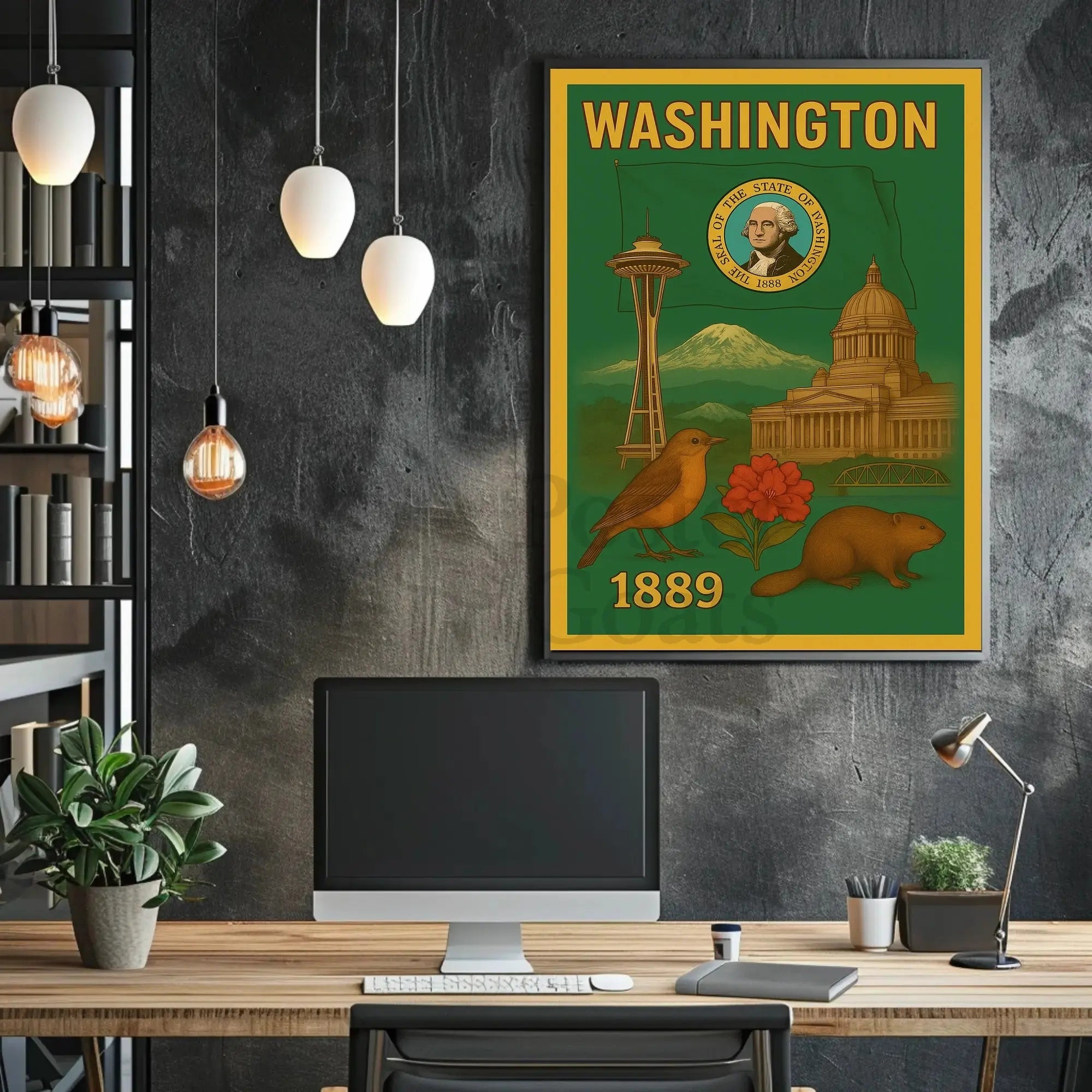 Washington State Vintage Travel Poster PosterGoat