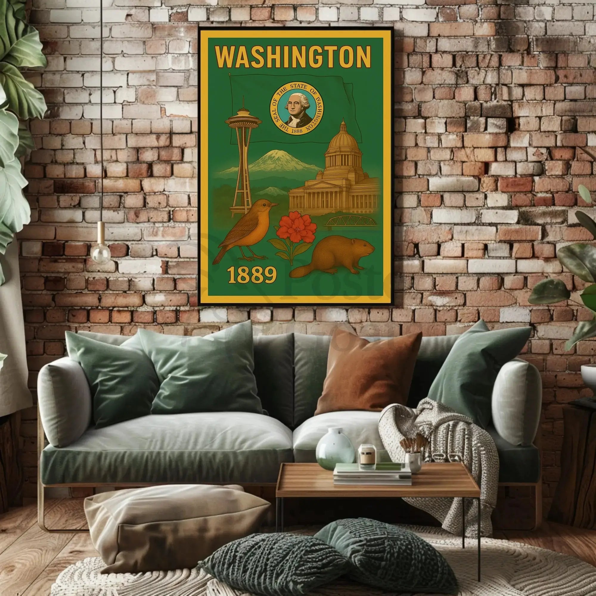 Washington State Vintage Travel Poster PosterGoat
