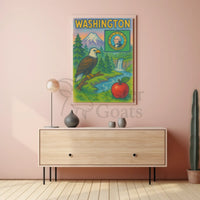 Washington State's Natural Beauty Patriotic Travel Poster PosterGoat