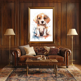 Watercolor Beagle Puppy Poster: Charming Animal Art PosterGoat