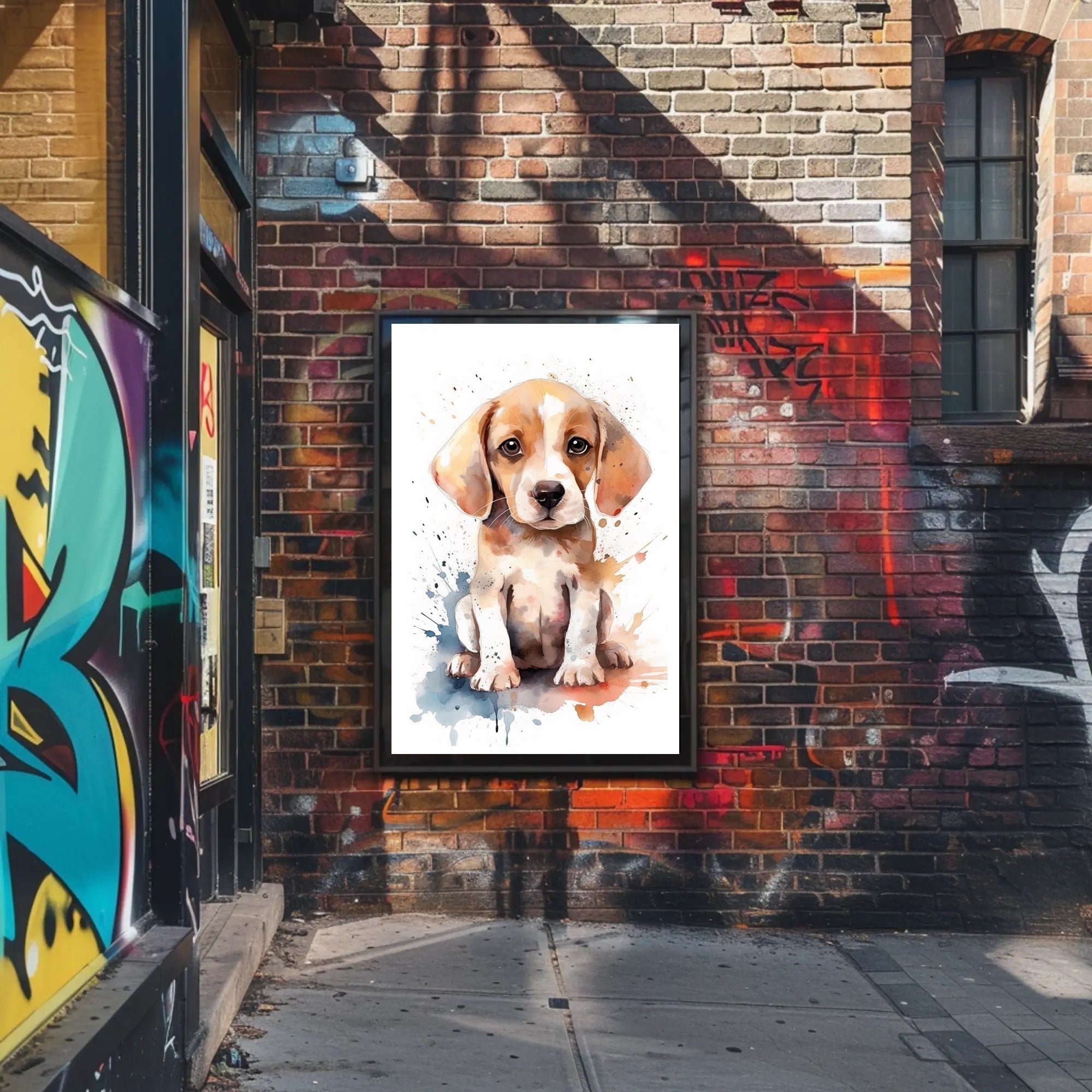 Watercolor Beagle Puppy Poster: Charming Animal Art PosterGoat