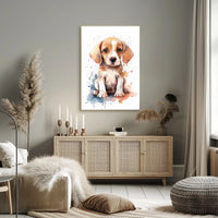 Watercolor Beagle Puppy Poster: Charming Animal Art PosterGoat