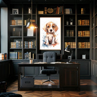 Watercolor Beagle Puppy Poster: Charming Animal Art PosterGoat