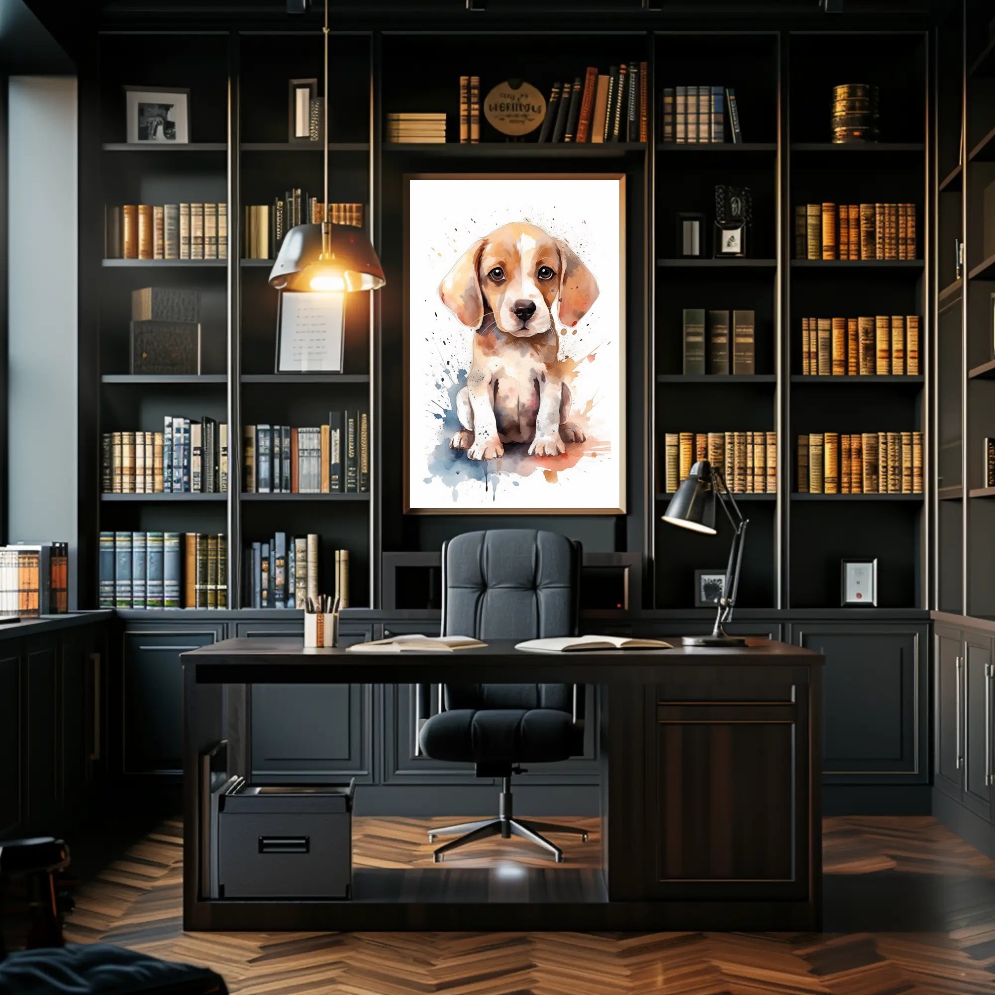 Watercolor Beagle Puppy Poster: Charming Animal Art PosterGoat