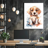 Watercolor Beagle Puppy Poster: Charming Animal Art PosterGoat