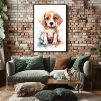 Watercolor Beagle Puppy Poster: Charming Animal Art PosterGoat