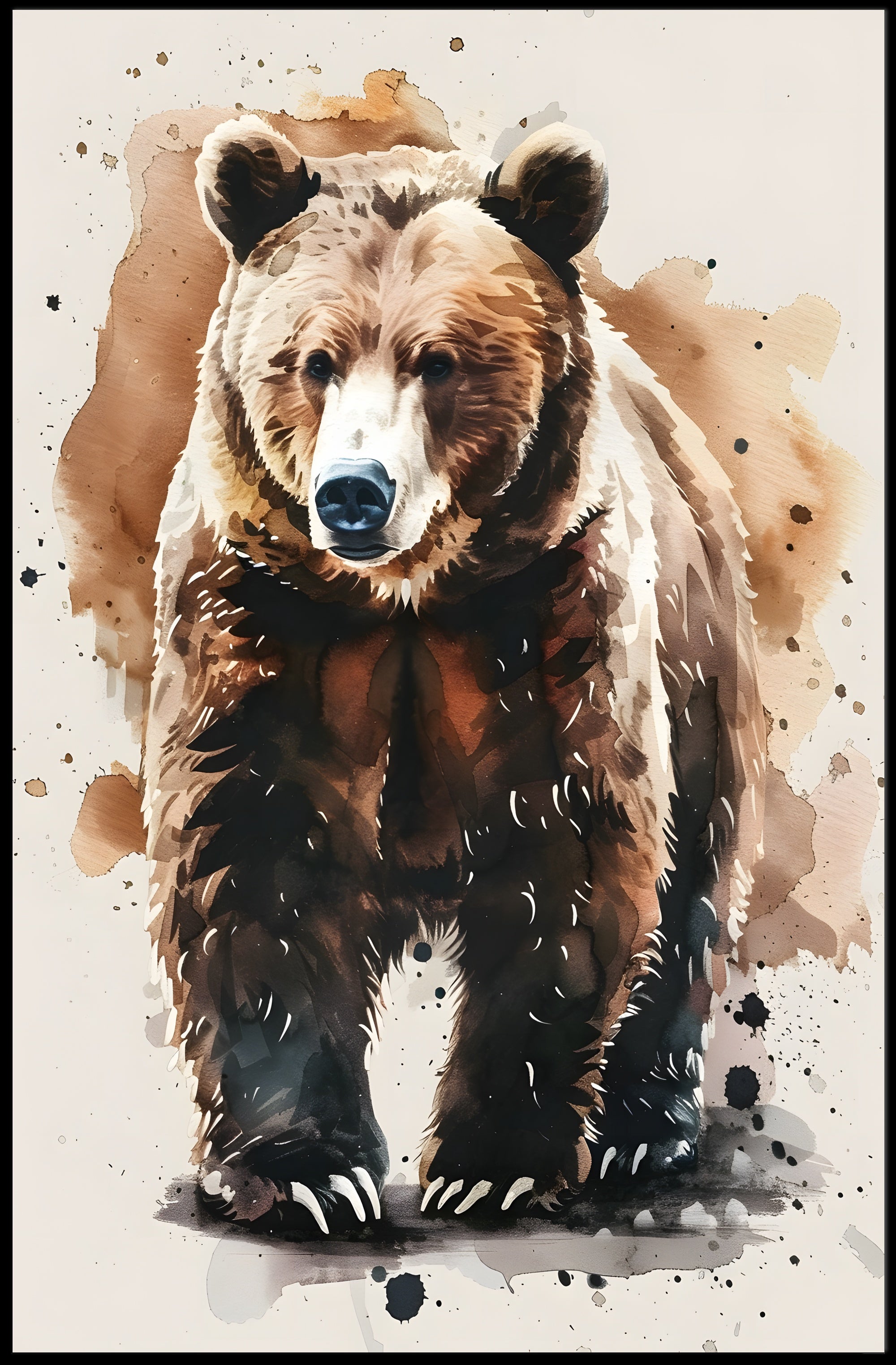 Watercolor Bear Abstract Art Print - Animal Poster PosterGoat