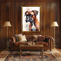 Watercolor Boxer Dog Portrait in Dog Breed Poster PosterGoat