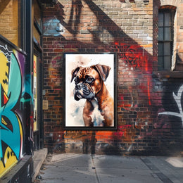 Watercolor Boxer Dog Portrait in Dog Breed Poster PosterGoat