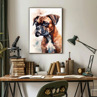 Watercolor Boxer Dog Portrait in Dog Breed Poster PosterGoat