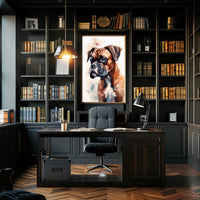 Watercolor Boxer Dog Portrait in Dog Breed Poster PosterGoat