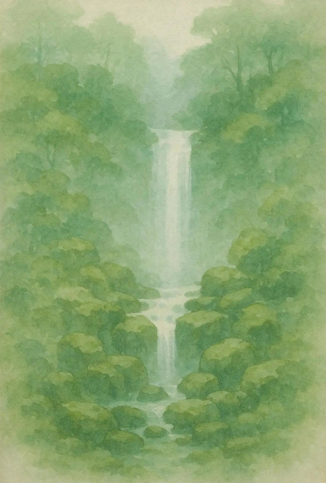 Waterfall in Tranquil Forest National Park Poster PosterGoat