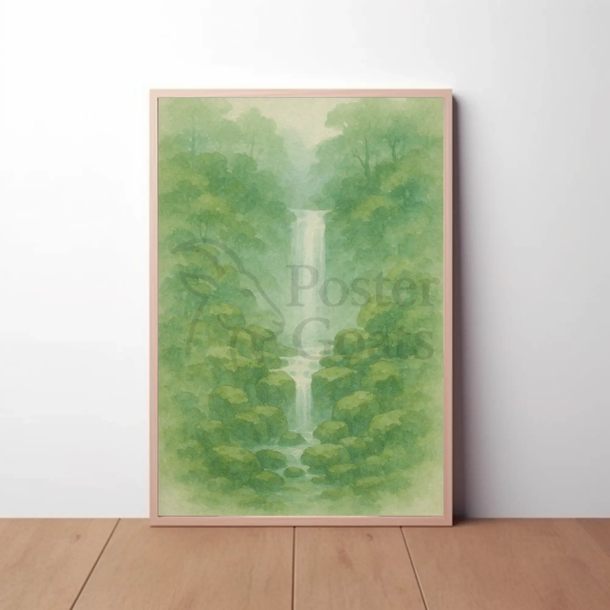 Waterfall in Tranquil Forest National Park Poster PosterGoat