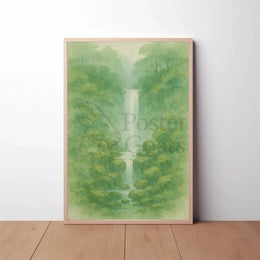 Waterfall in Tranquil Forest National Park Poster PosterGoat