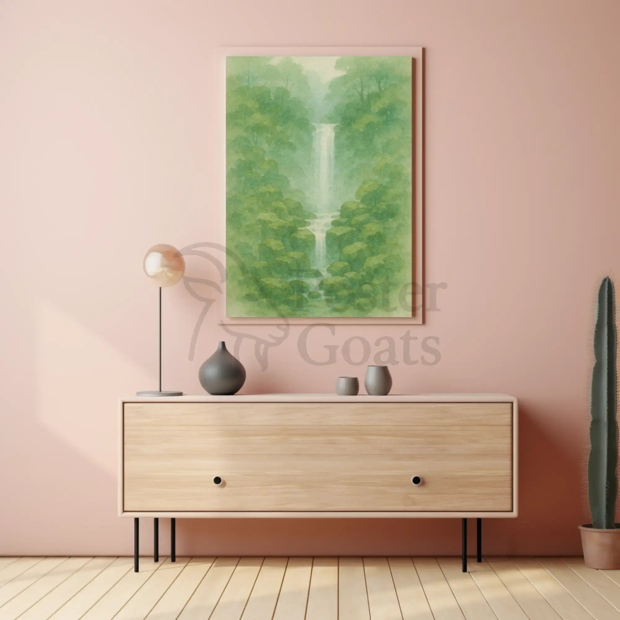 Waterfall in Tranquil Forest National Park Poster PosterGoat