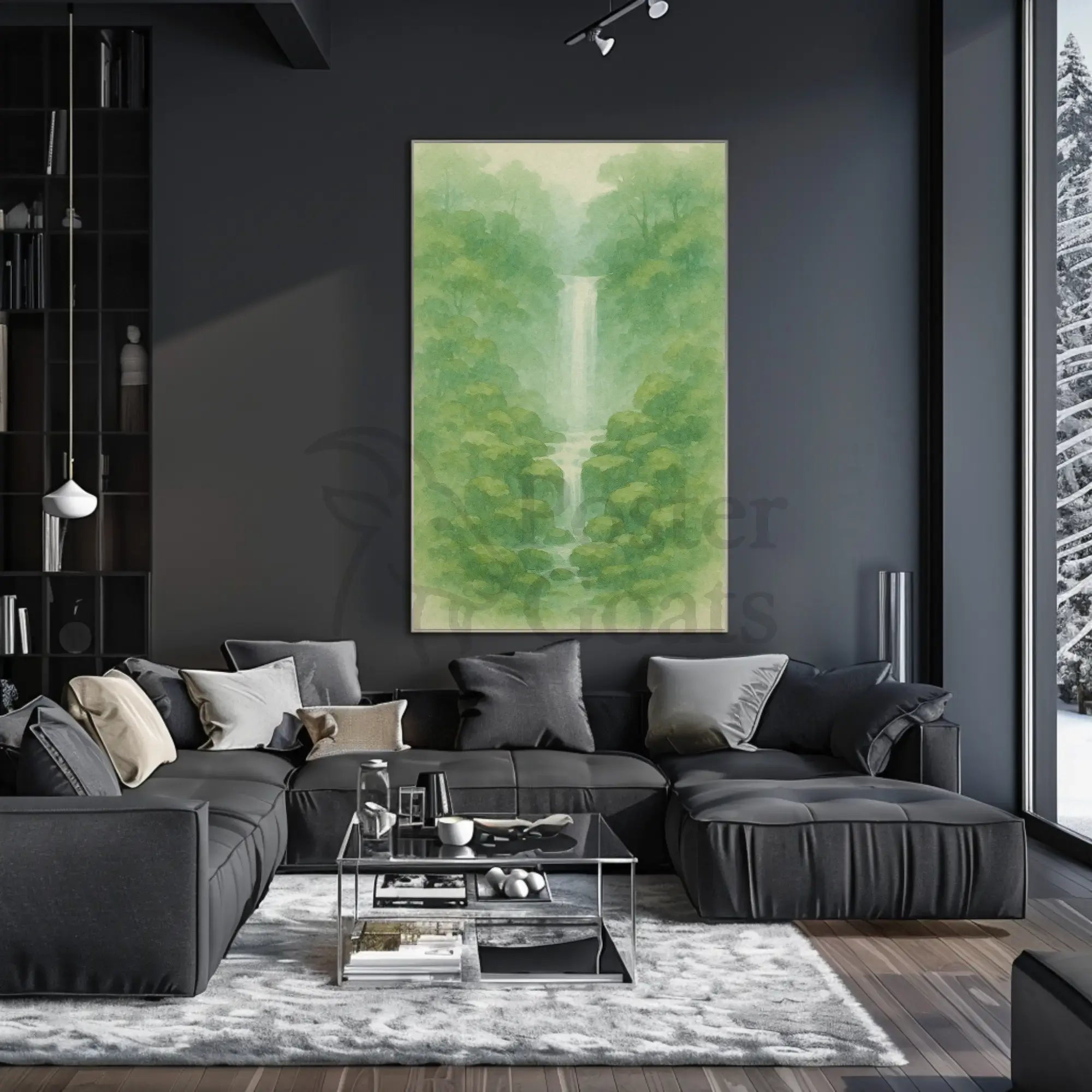 Waterfall in Tranquil Forest National Park Poster PosterGoat