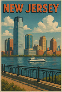 Waterfront New Jersey Vintage Travel Poster PosterGoat