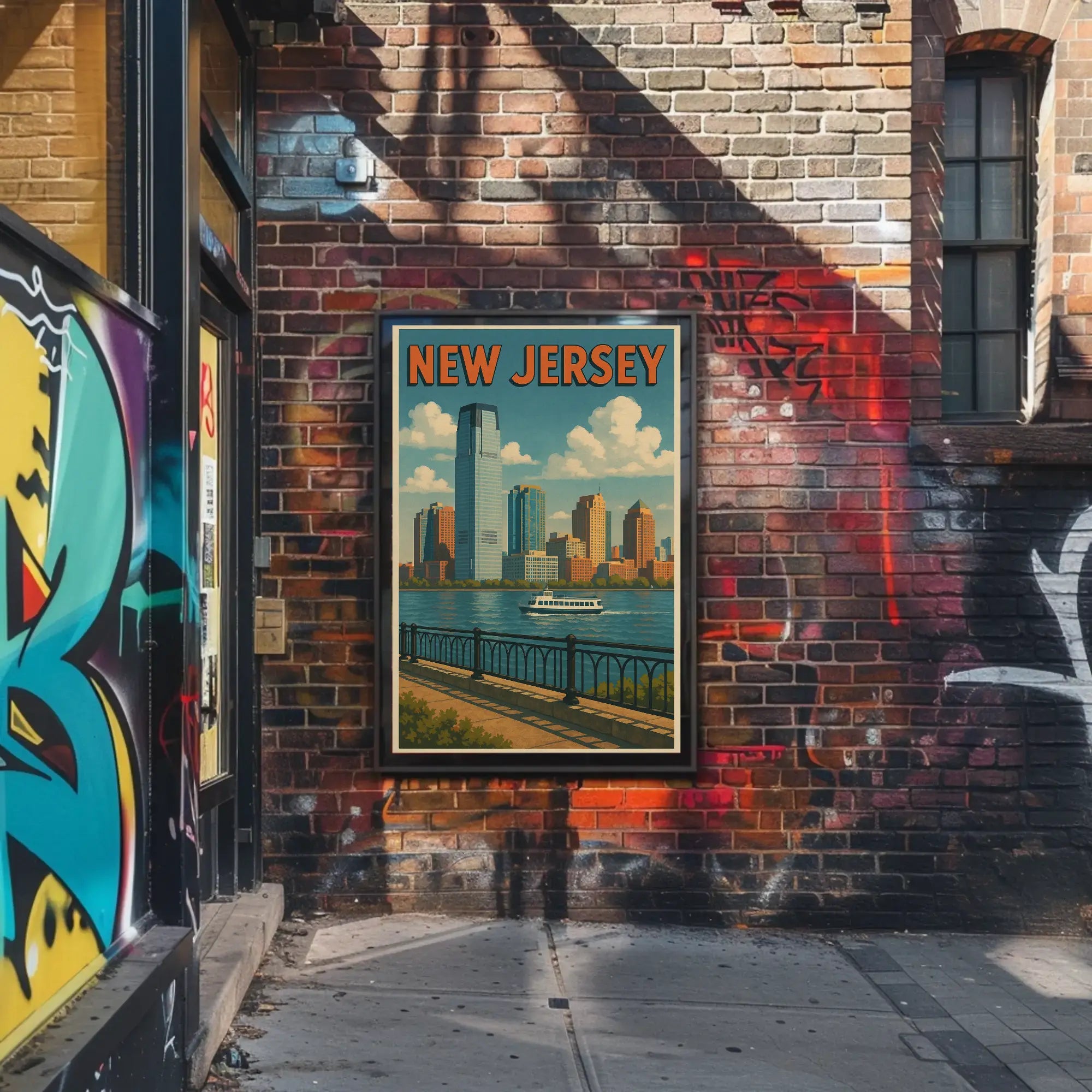 Waterfront New Jersey Vintage Travel Poster PosterGoat