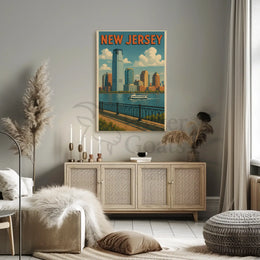 Waterfront New Jersey Vintage Travel Poster PosterGoat