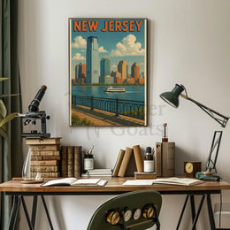Waterfront New Jersey Vintage Travel Poster PosterGoat