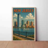 Waterfront New Jersey Vintage Travel Poster PosterGoat