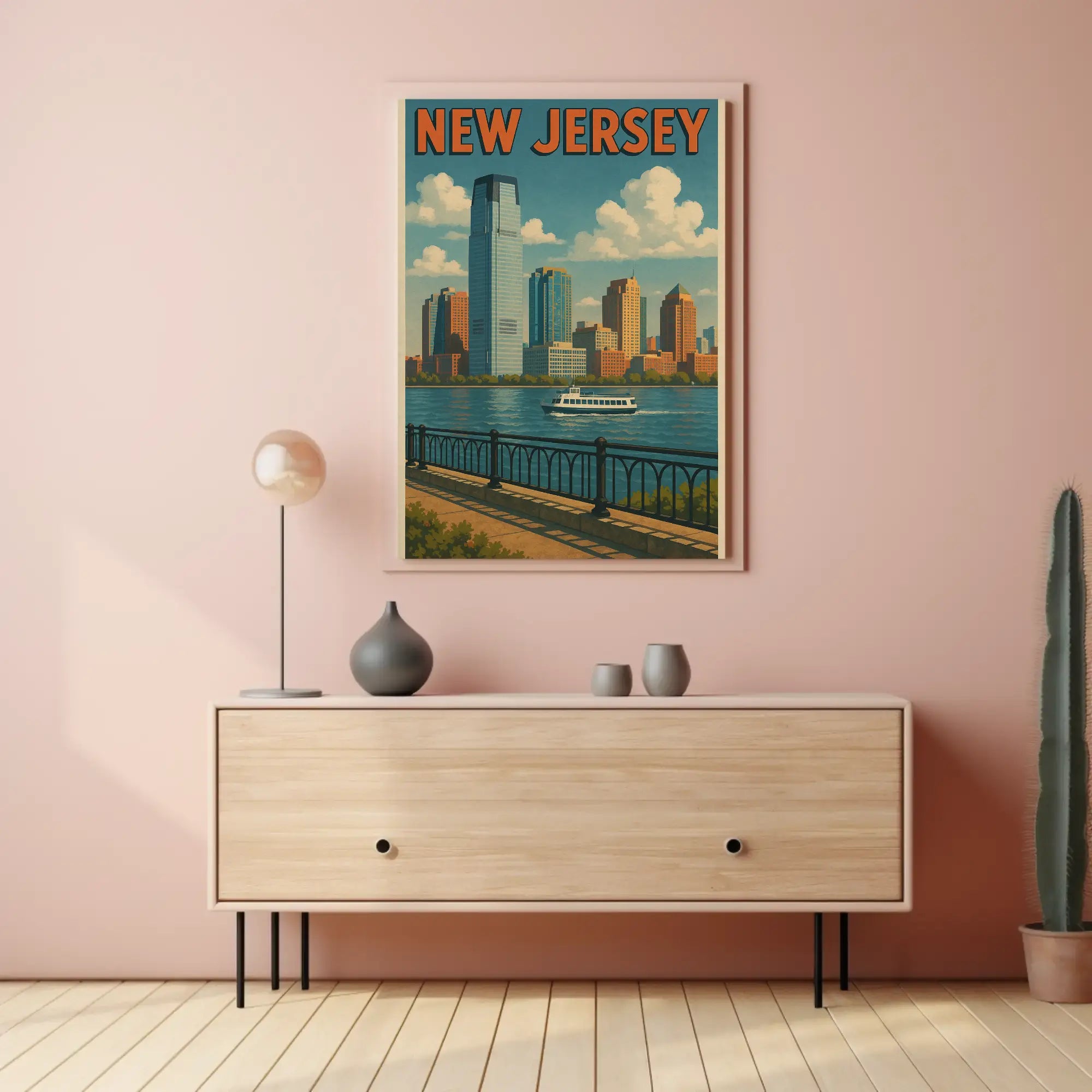 Waterfront New Jersey Vintage Travel Poster PosterGoat