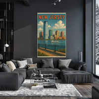 Waterfront New Jersey Vintage Travel Poster PosterGoat