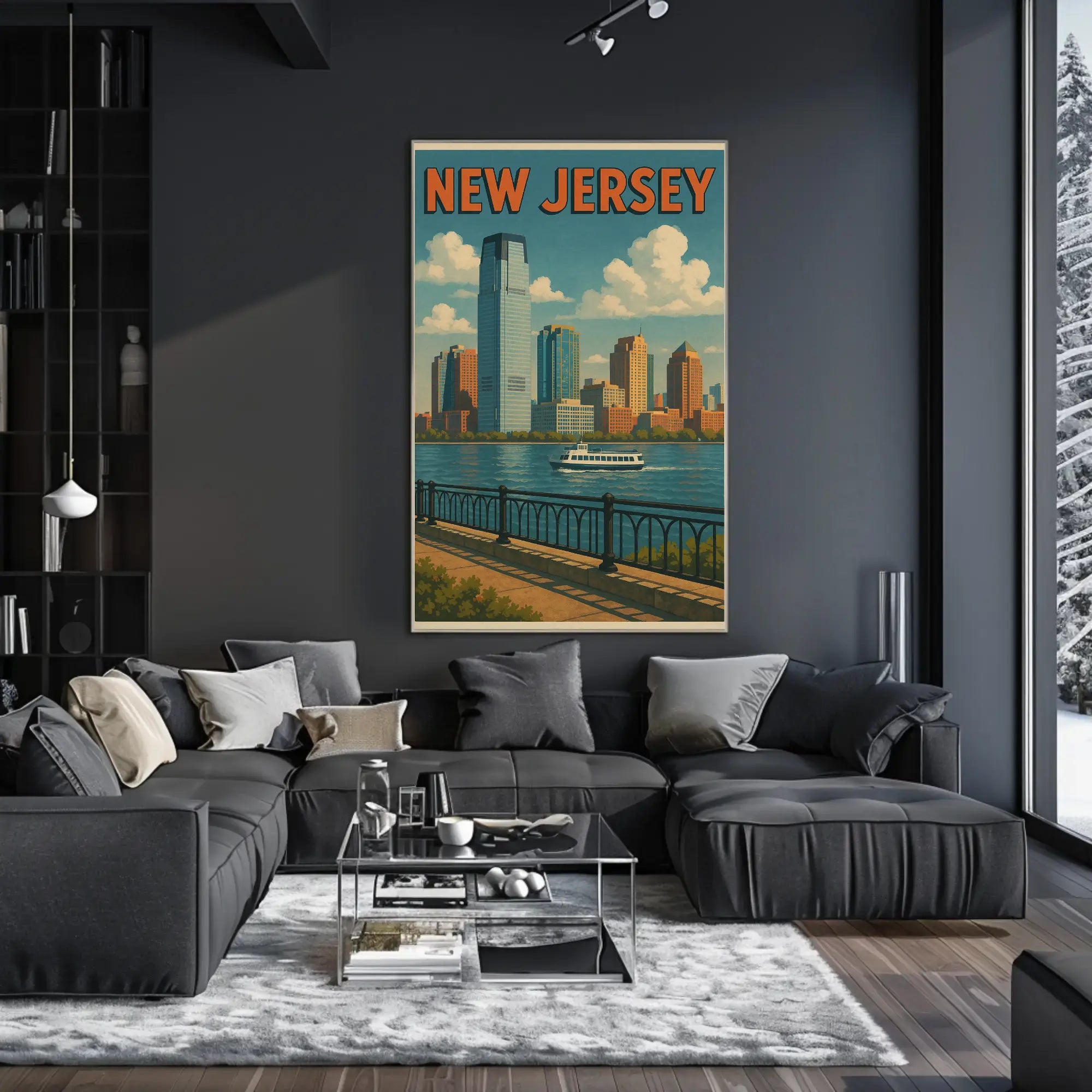 Waterfront New Jersey Vintage Travel Poster PosterGoat