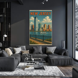 Waterfront New Jersey Vintage Travel Poster PosterGoat