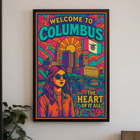 Welcome to Columbus Vibrant Cityscape Travel Poster PosterGoat
