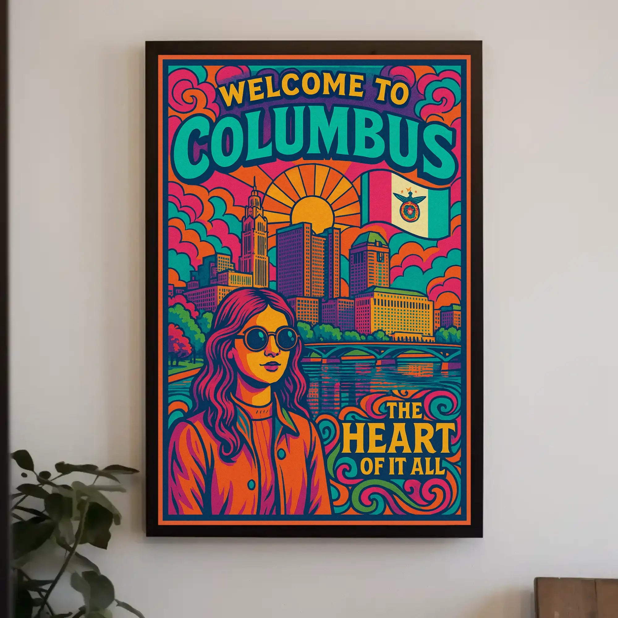 Welcome to Columbus Vibrant Cityscape Travel Poster PosterGoat