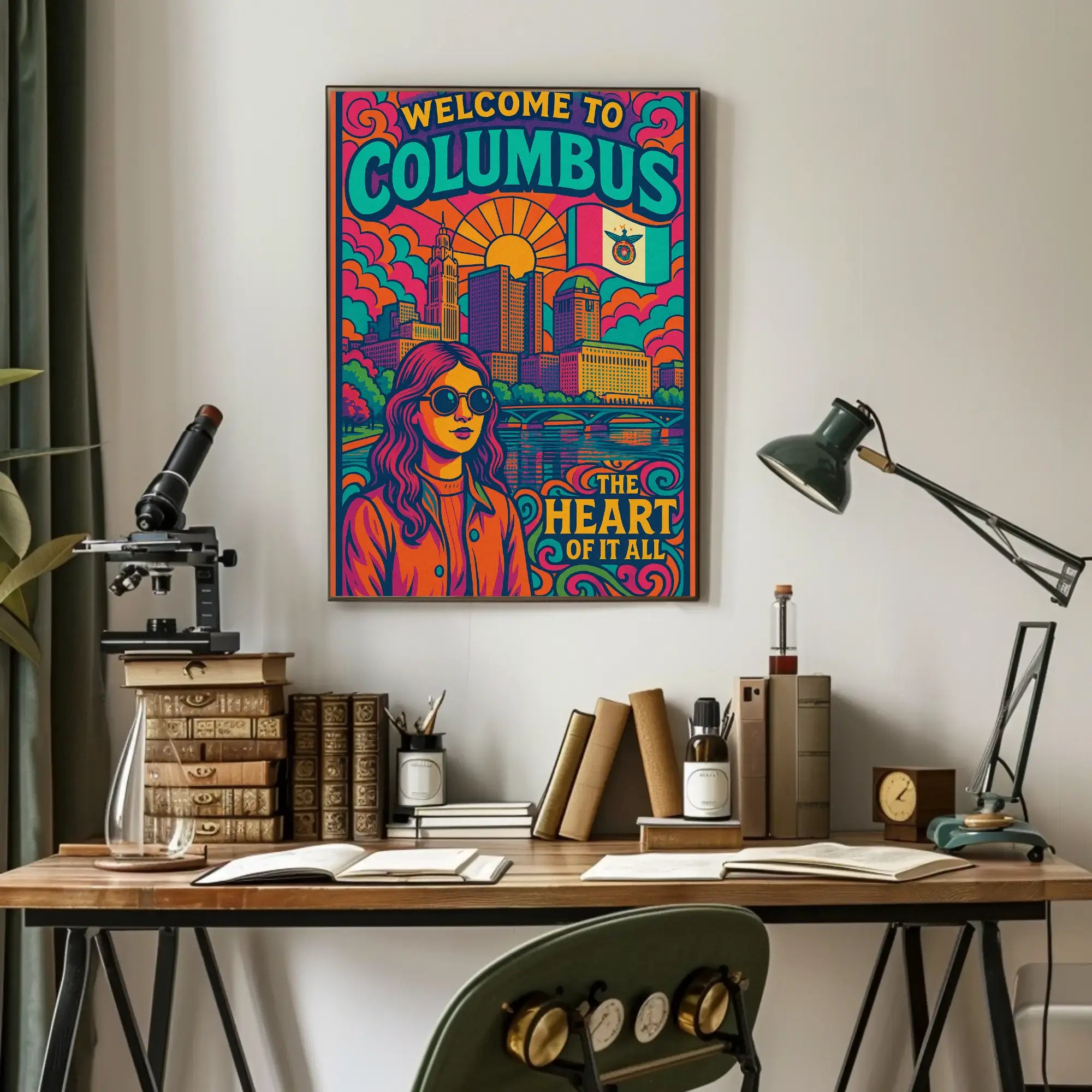 Welcome to Columbus Vibrant Cityscape Travel Poster PosterGoat