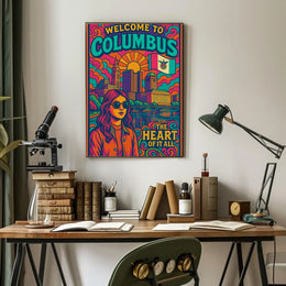 Welcome to Columbus Vibrant Cityscape Travel Poster PosterGoat