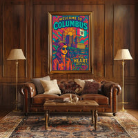 Welcome to Columbus Vibrant Cityscape Travel Poster PosterGoat