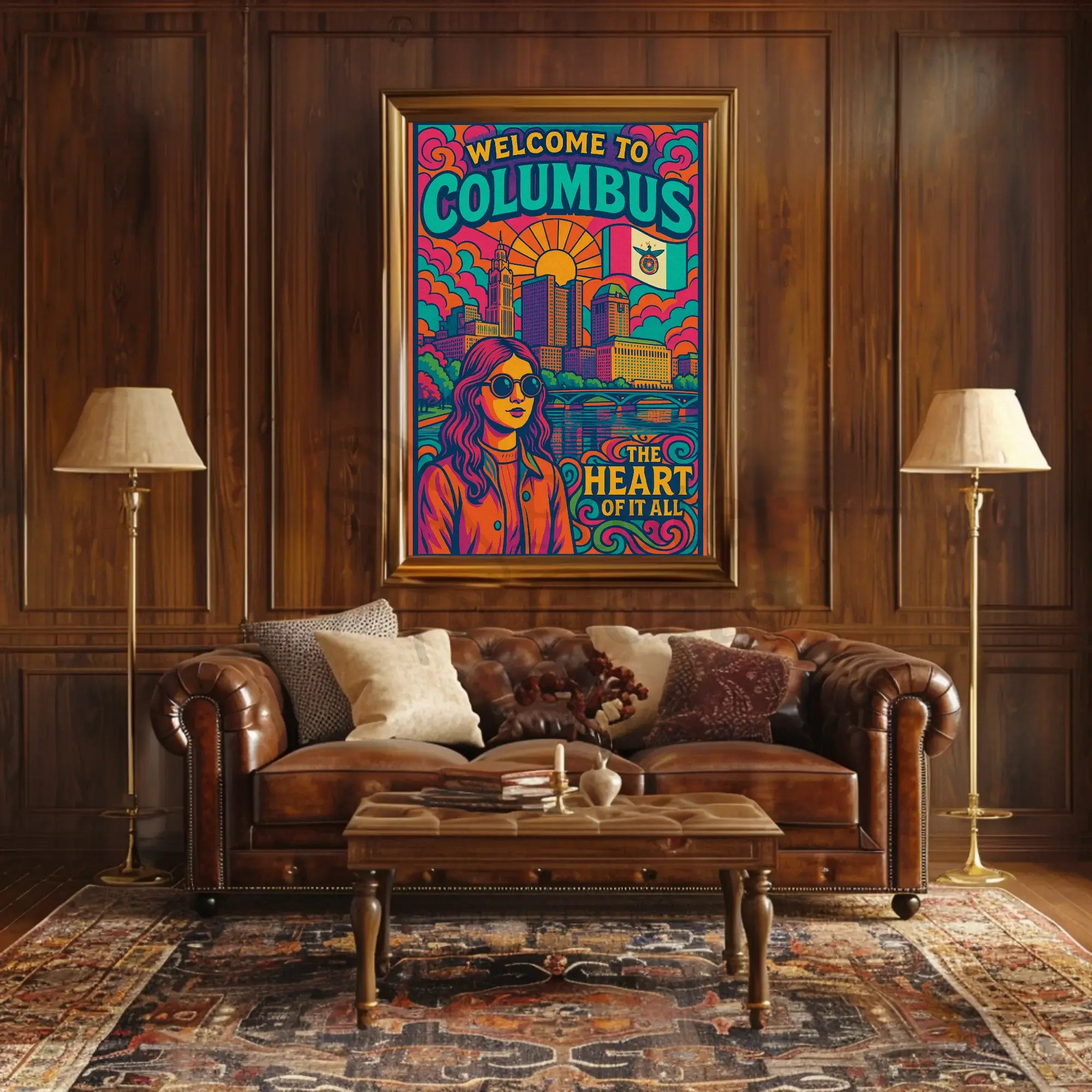 Welcome to Columbus Vibrant Cityscape Travel Poster PosterGoat