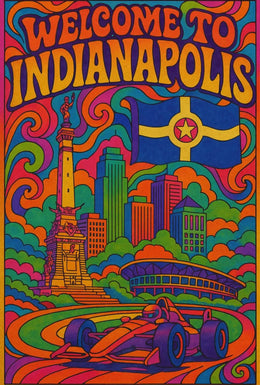 Welcome to Indianapolis Psychedelic Travel Poster PosterGoat