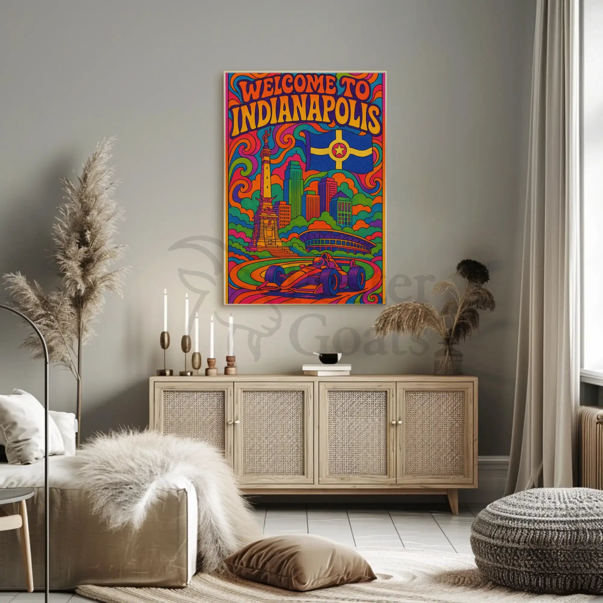 Welcome to Indianapolis Psychedelic Travel Poster PosterGoat